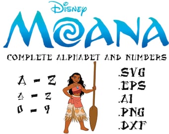 Moana Complete Alphabet in svg, ai, eps, dxf, png. INSTANT DOWNLOAD