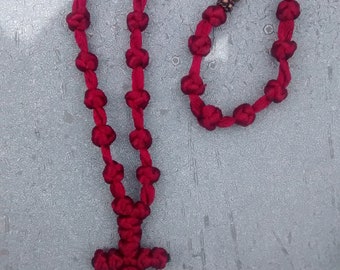 komboskini/orthodox prayer rope 33 knot- burgundy
