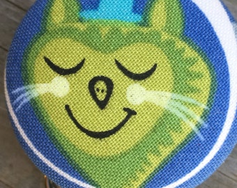 Name badge fabric covered badge reels lime green kitty design nurse name badge