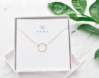 Gold Circle Necklace, Karma Necklace, circle necklace rose gold, delicate dainty eternity necklace, simple gold necklace, open ring necklace