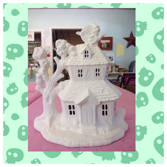  Ceramic Haunted House  Ceramic Bisque House  Bisque Ceramic