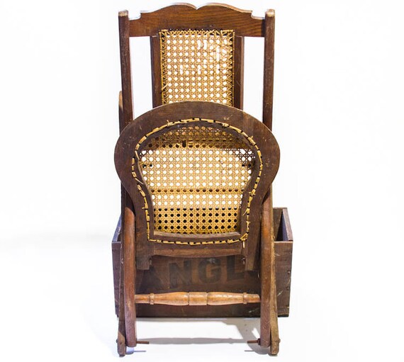 Antique Childs Rocking Chair Folding Rocking Chair Rattan Seat Antique Childs Rocking Chair Folding Rocking Chair Rattan Seat Wooden Rocker Wood Fold Up Childrens Rocking Chair Farm House Decor - Antique Childs Rocking Chair Folding Rocking Chair Rattan Seat