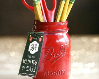 Teacher Gift - Teacher Mason Jar - End Of Year Teacher Gift - Teacher Appreciation - Gifts For Teachers - Pencil Holder - Mason Jar Decor