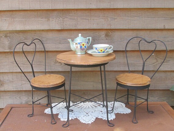 Vintage Ice Cream Parlor Set Doll Sized Bistro Set - Vintage Ice Cream Parlor Set Doll Sized Bistro Set