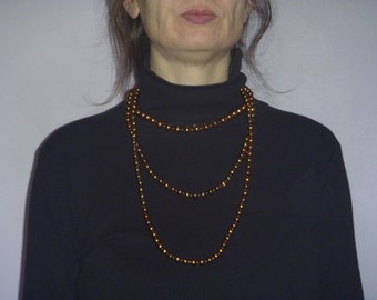 goldtone bead necklace, vintage multistrand necklace
