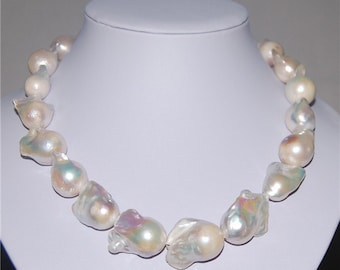 14-16mm large baroque pearl necklace fireball shape