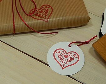 Folklore Heart Olive Wood Stamp
