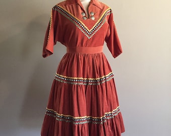 Rust Corduroy 2 Piece Set with Ric Rac Trim