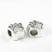 12 Paw Print Beads - Antique Silver - 11mm x 11mm x 8mm - Large Hole 5mm - Textured Design - European Style Beads