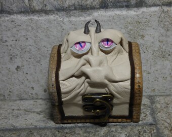 Treasure Chest Desk Organizer Monster Trinket Dice Box Ring Box Small Storage Stash White Leather Harry Potter Labyrinth 290