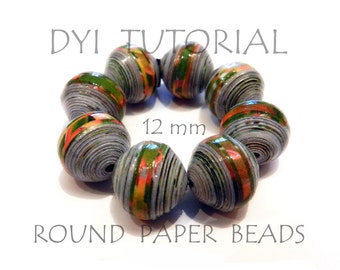 DIY Tutorial how to make round paper beads medium size 12mm perfectly round