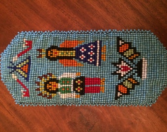 Native American, Beaded, Eyeglass holder pouch, soft leather and beads, handcrafted souvenir American Indian crafted
