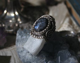 Selenite & Larvikite Pendant