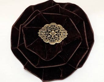 Chocolate Brown Velvet Kippah, Dark Brown Velvet Yarmulke, Velvet Kippot, Woman's Yarmulke
