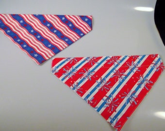 Dog Bandana Over the Collar Small Medium Large Fourth 4th of July Fireworks Patriotic Pet Neckwear Accessory Red White Blue Stars Stripes