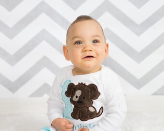Puppy Birthday Shirt for 1st Birthday with Name and Leg Warmers