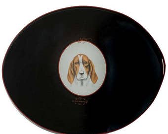 Basset Hound Hand Painted Tole Tray