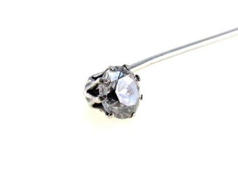 Art Deco Sterling Paste Rhinestone Stick Pin