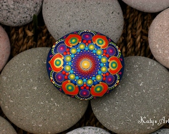 2.8x2.6 inch Hand painted mandala on river rock/mandala stone by Katy