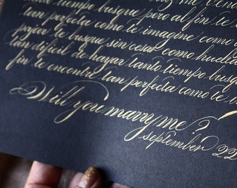 Custom Calligraphy Vows : Handwritten First Anniversary Gift