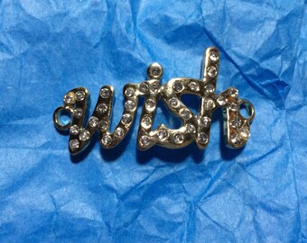 Gold Wish Script Link with Bling