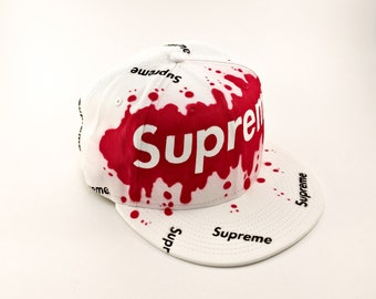 Supreme New Era Snapback Hat Graffiti Spraypaint Blood Red