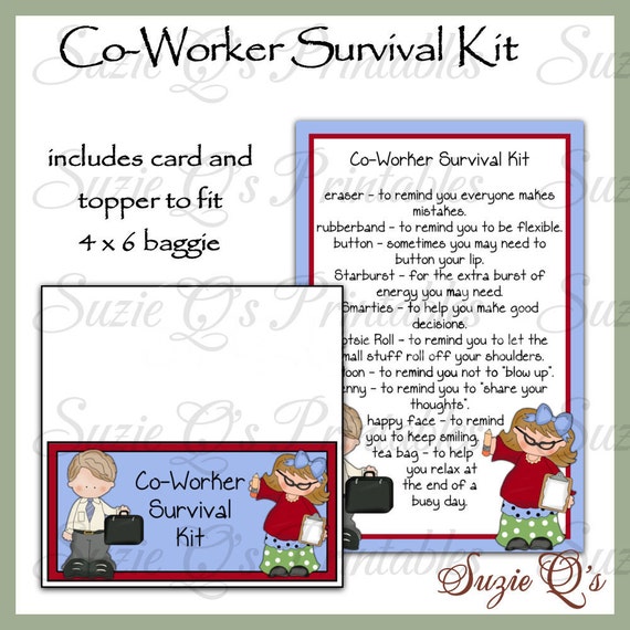 Items Similar To Co Worker Survival Kit Includes Topper And Card