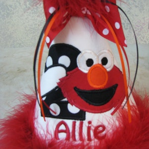 first birthday hat, 2nd birthday party hat, smash cake hat, party hat, smash cake photo, elmo birthday, any number and name