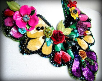 Sequin Blooms - OOAK Neckpiece - Ready to ship xx