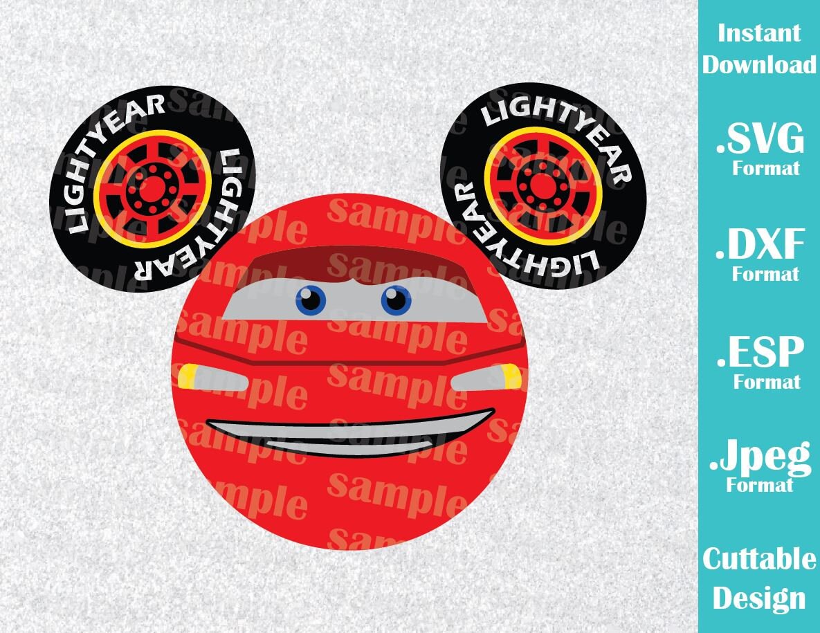 INSTANT DOWNLOAD SVG Disney Inspired Lightning McQueen Mickey Ears from ...