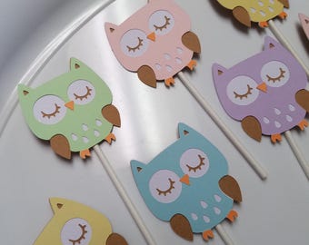 owl cupcake toppers, owl baby shower, owl birthday, owl party, owl centerpiece