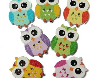Wood buttons / OWL / size 21mm x 17mm