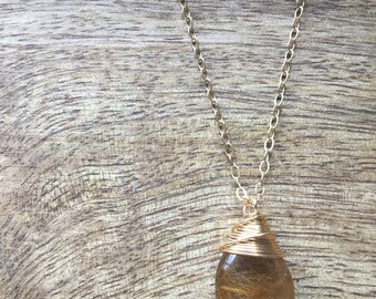 Golden Rutilated Quartz necklace 14k gold filled