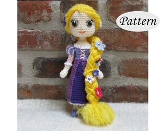 RAPUNZEL - Amigurumi Pattern Crochet Doll Pattern Amigurumi Princess Pattern - Tutorial - PDF - Plush Doll Girl