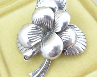 Vintage Marked 925 Sterling Silver Flower Brooch Pin