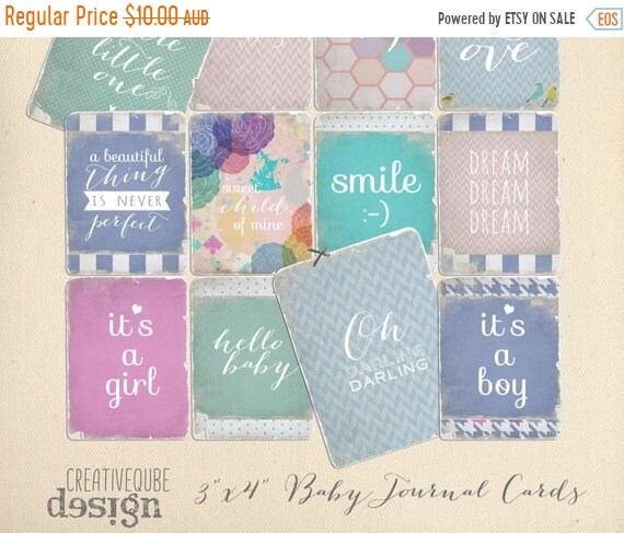 70% OFF Sale Shabby and worn 3" x 4" Digital Baby Quote Printable Journaling cards for Scrapbook, blogs, Newborn photos