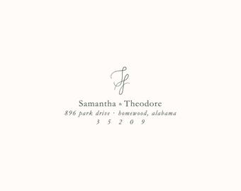 Personalized Monogram Return Address Stamp, Modern Calligraphy Stamp, Personalized Rubber Stamp, Self Inking Stamp, Custom Address Stamp