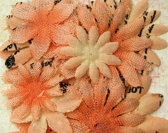 Petaloo Textured Elements Burlap Canvas Daisy Layers in Apricot