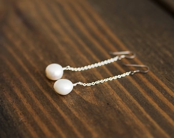 Freshwater Pearl Chain Earrings