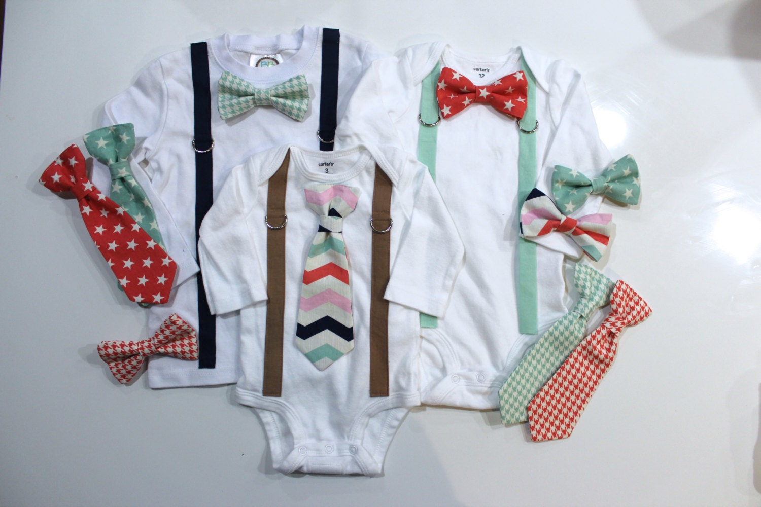 Mint and Coral Baby Boy Clothes. Newborn Boy Outfit. Toddler