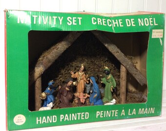 Vintage Medium Sized Nativity Creche in Original Box