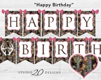 camo rag banner camo birthday banner camo party garland