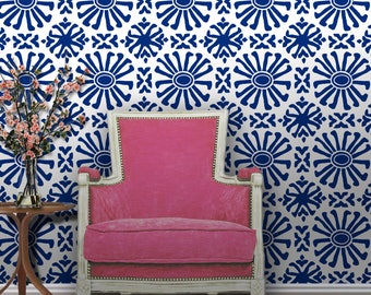 Navy Cusco Peel 'n Stick Wallpaper Repositionable; Great for dorms and apartments!