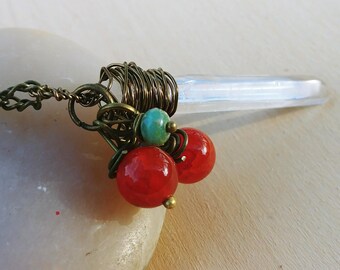 Winter Berry Wand Crystal Necklace