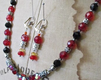 SALE Scarlet O'Hara Crystals Beaded Necklace and Earrings