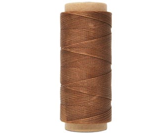 Brown Polyester Waxed Round Cord, Thread, String; Leather Sewing Stitching Craft Beading Repair Jewelry Cord; 0.45mm, 200m Long Spool