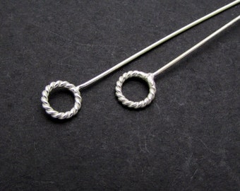 4 Pcs, 23ga, 52mm, Sterling Silver Eye Pins