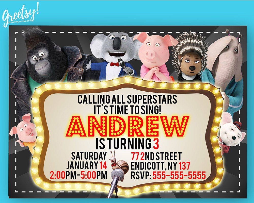 Sing Invitation Sing Birthday Sing Party Sing Invites Sing