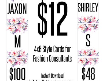 Style, Price, and Size Cards for Fashion Retailers - Includes NEW STYLES - 4x6 inch