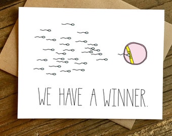 Funny Pregnancy Card - Pregnancy Announcement - Pregnancy Card - Winner.